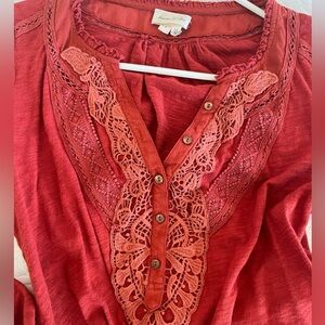 Anthropologie Meadow Rue Rust Chennai Henley